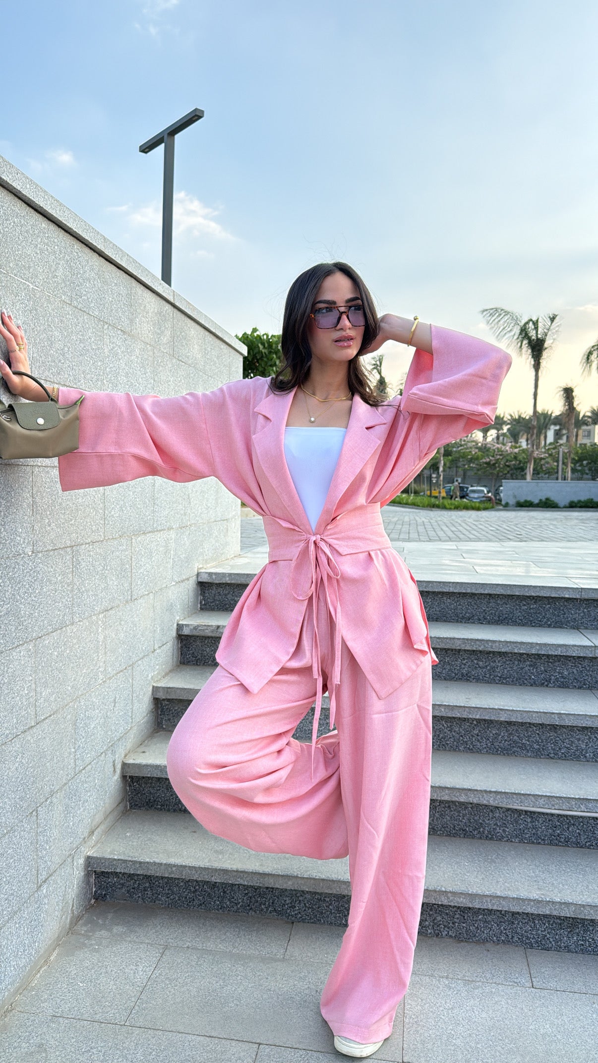 Co ord Linen Pink Set