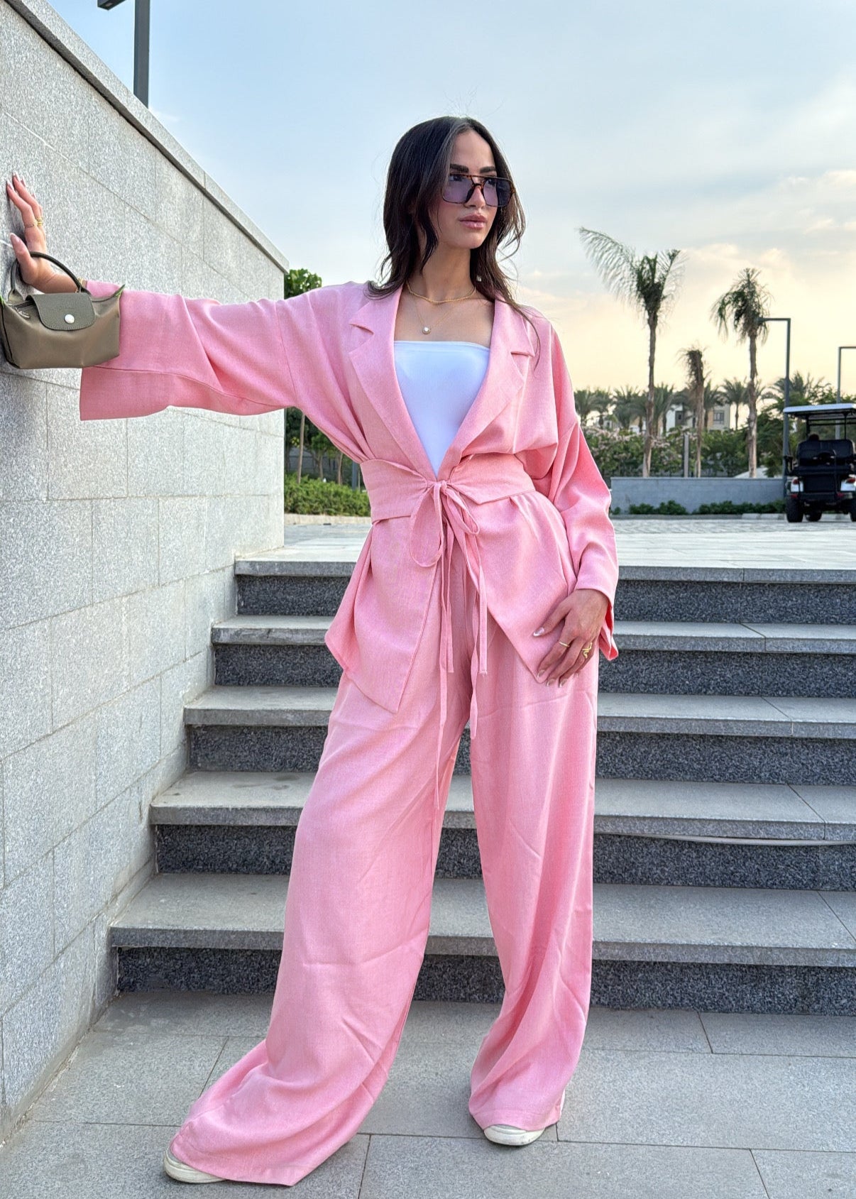 Co ord Linen Pink Set