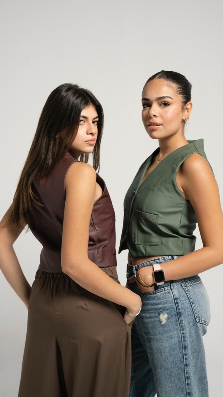 Leather Olive green Vest Blazer