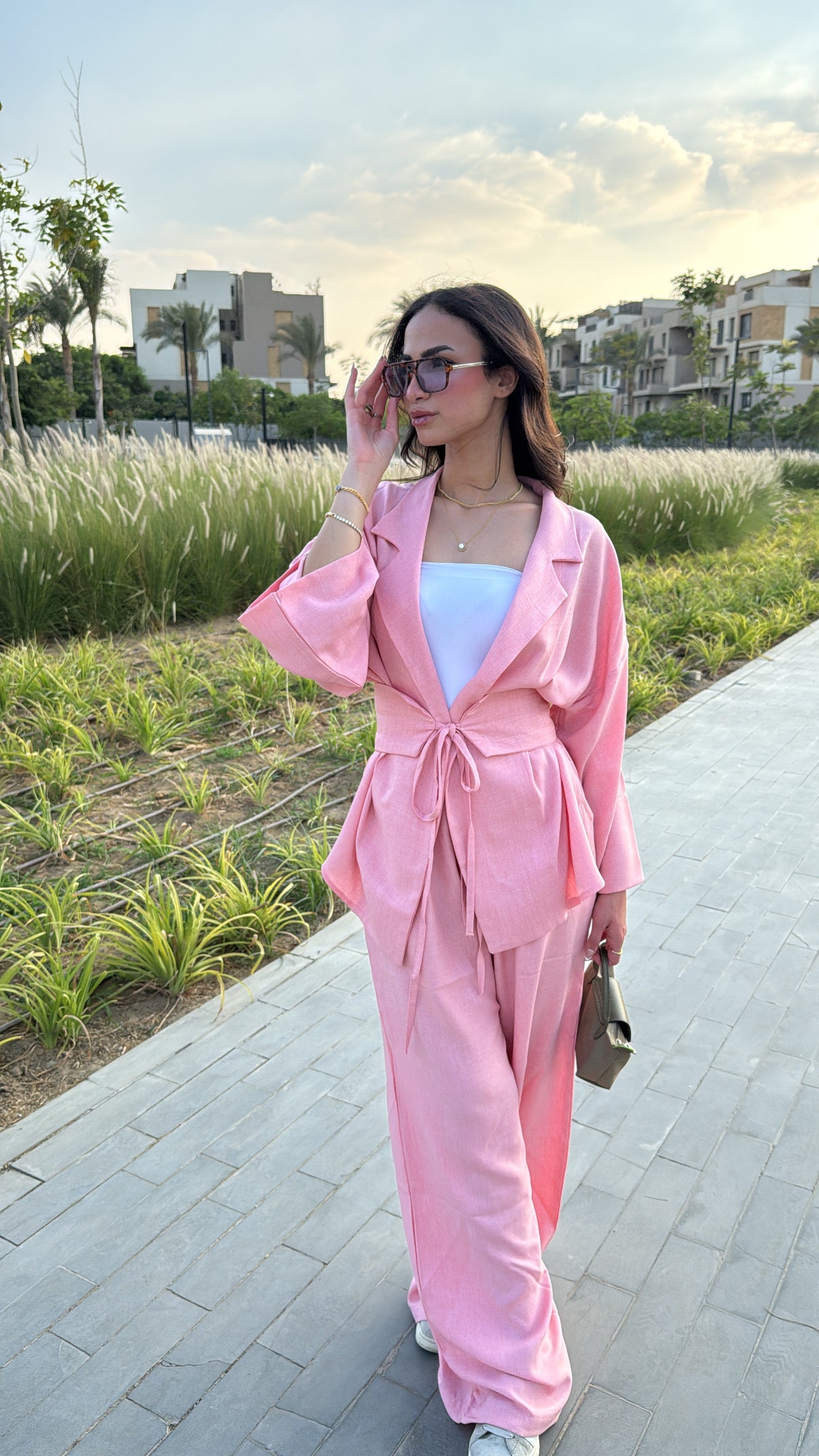 Co ord Linen Pink Set