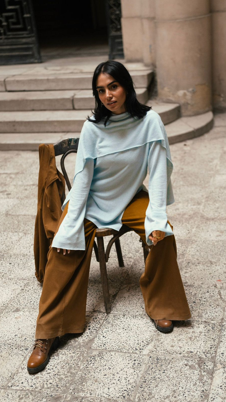 The Knit Duo Baby blue Top