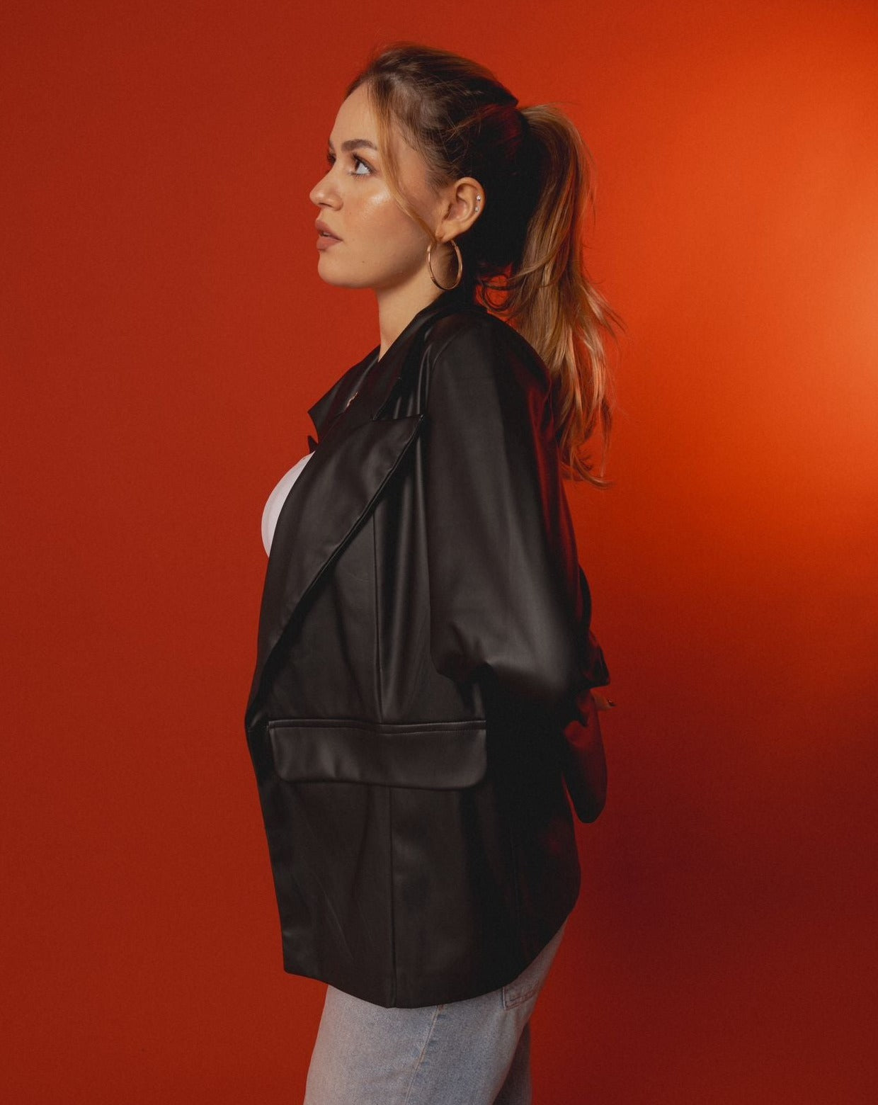 Matt Leather Blazer