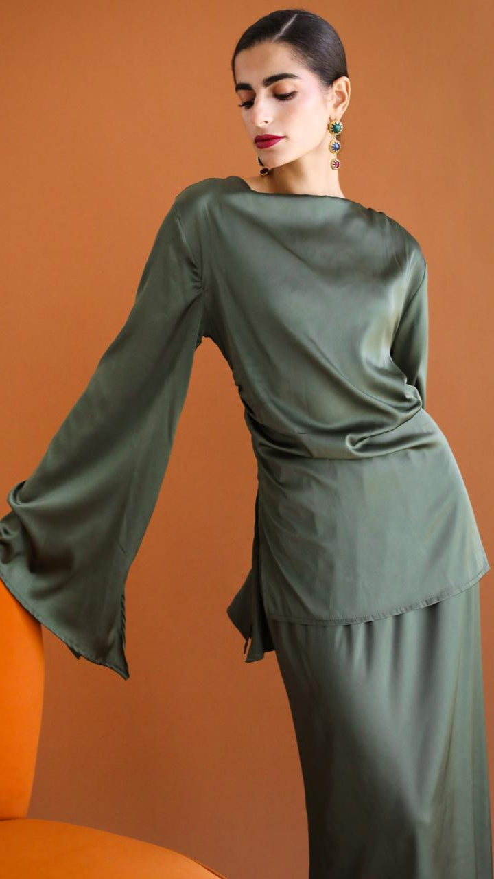 Galaxy Criss Cross Dark green Blouse
