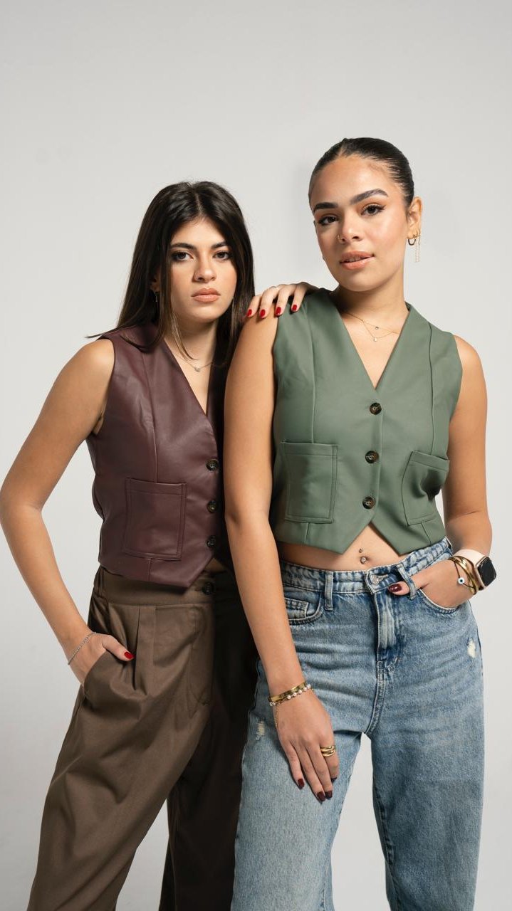 Leather Olive green Vest Blazer