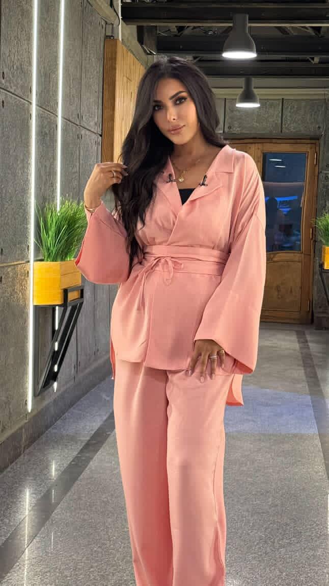 Co ord Linen Pink Set