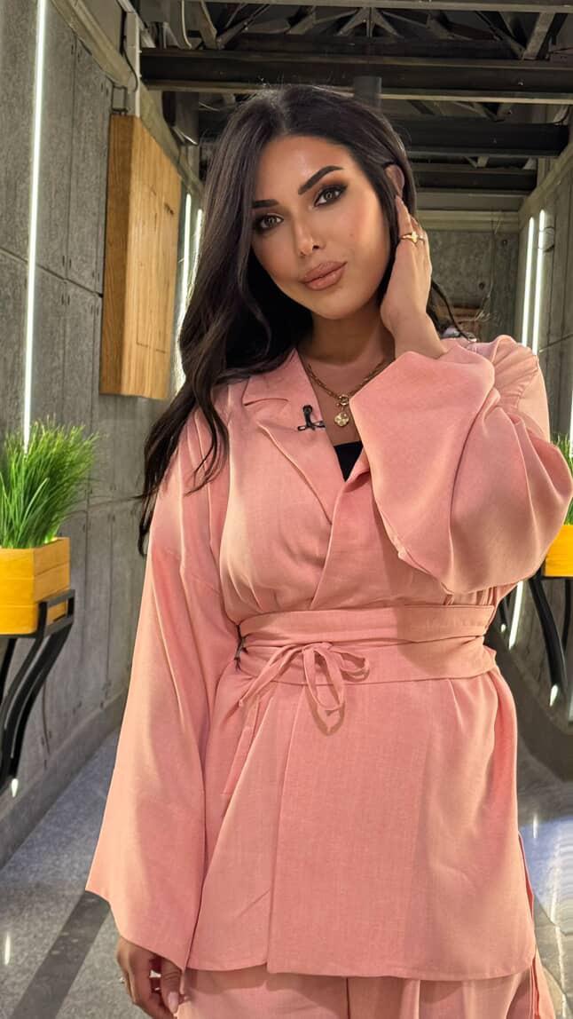 Co ord Linen Pink Set