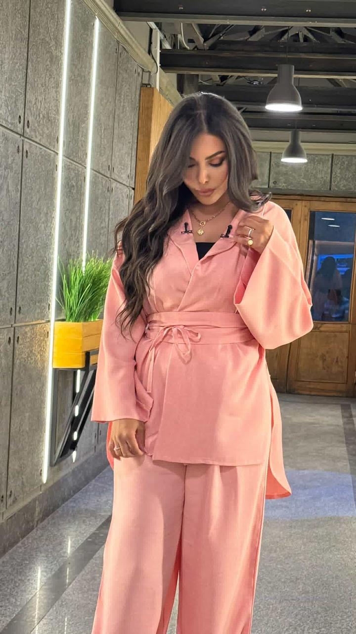 Co ord Linen Pink Set