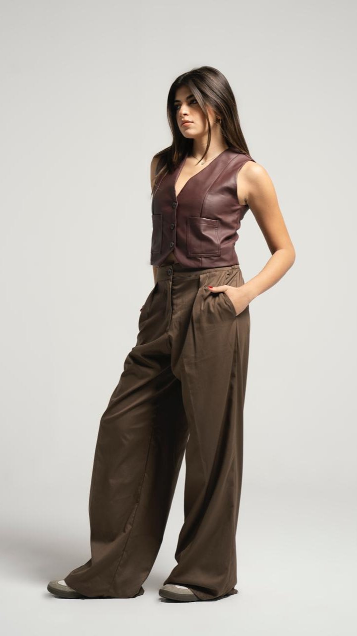 Leather Olive green Vest Blazer