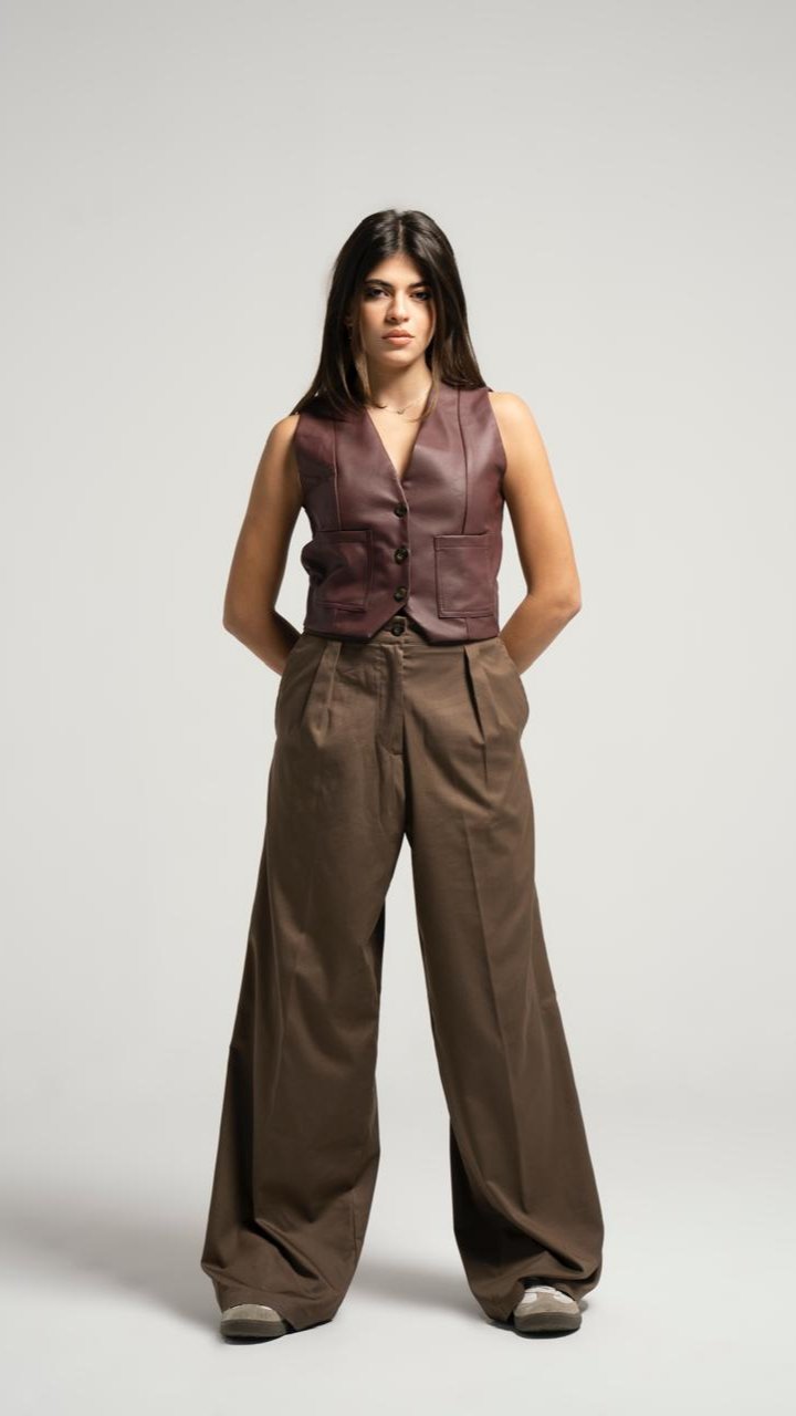 Leather Olive green Vest Blazer