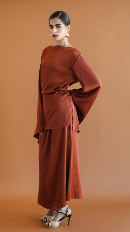 Galaxy Brown Satin Skirt