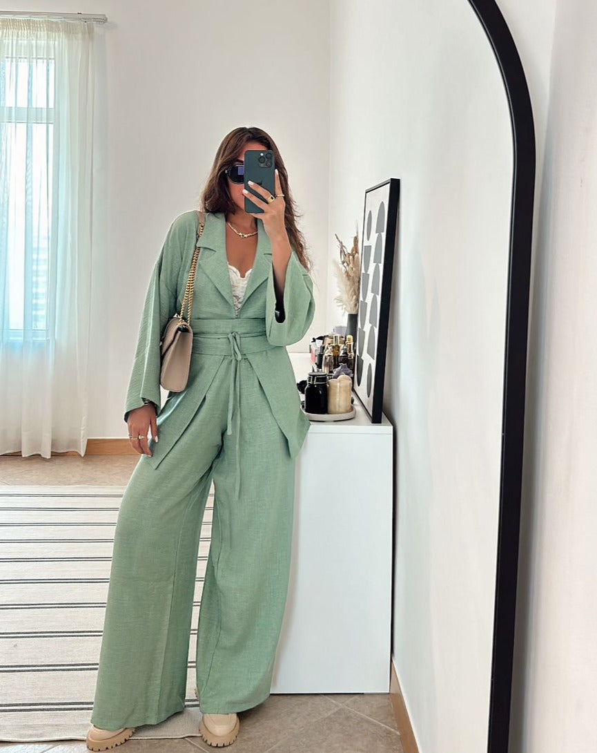 co-ord Linen Sage green Set