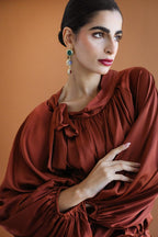 Galaxy Brown Drapes Blouse