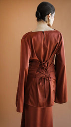 Galaxy Criss cross Brown Blouse