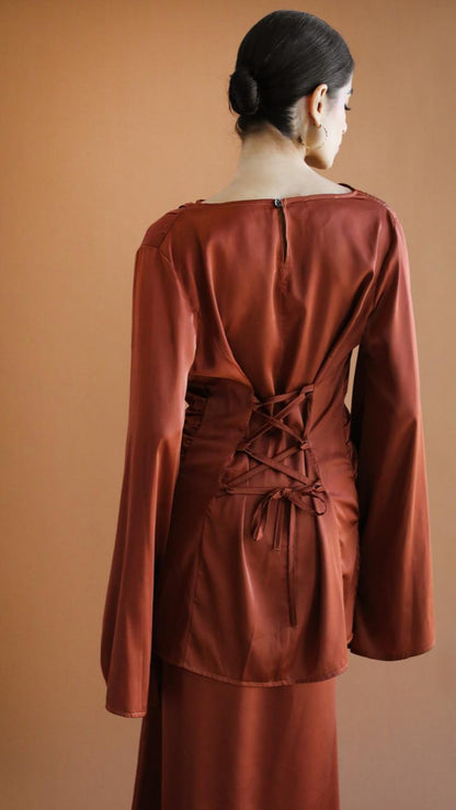 Galaxy Criss cross Brown Blouse