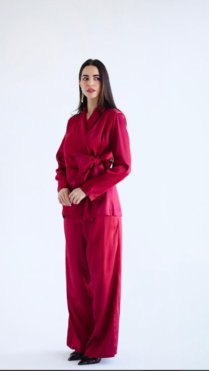 The Bow Suit Maroon