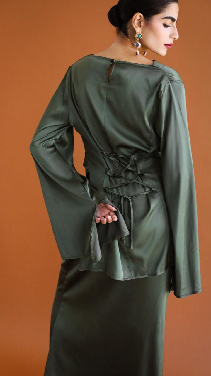 Galaxy Criss Cross Dark green Blouse