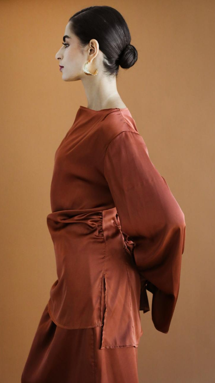 Galaxy Criss cross Brown Blouse