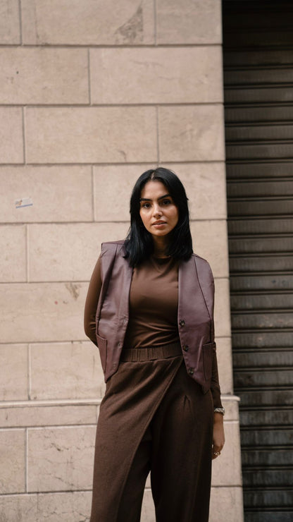 Leather Burgundy Vest Blazer