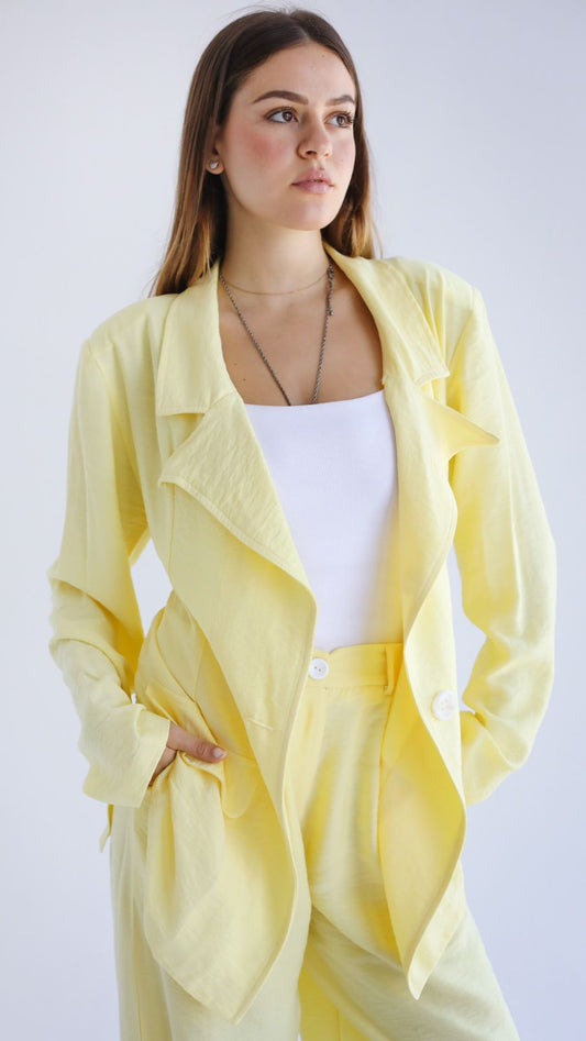 Anglook Linen Suit Butter yellow