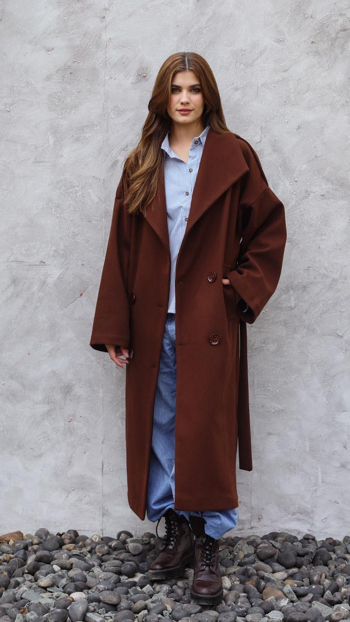 Grand Scarf Brown Coat