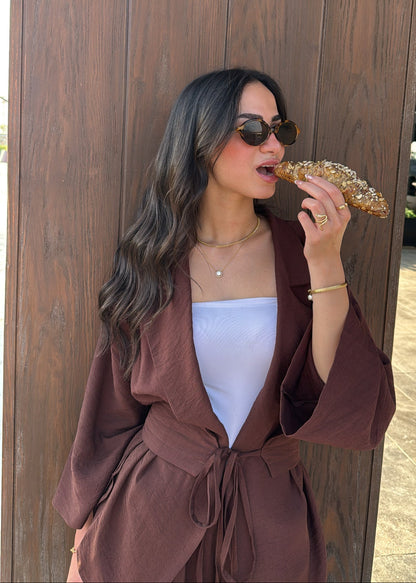 co-ord Linen Brown Set