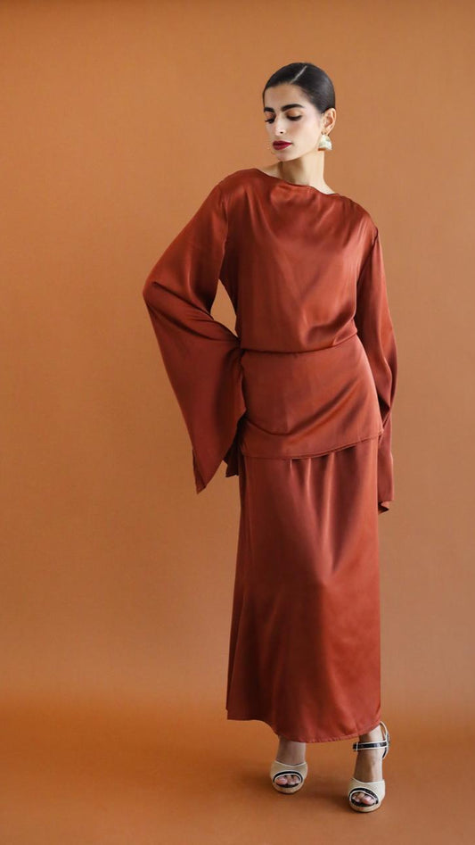 Galaxy Brown Satin Skirt