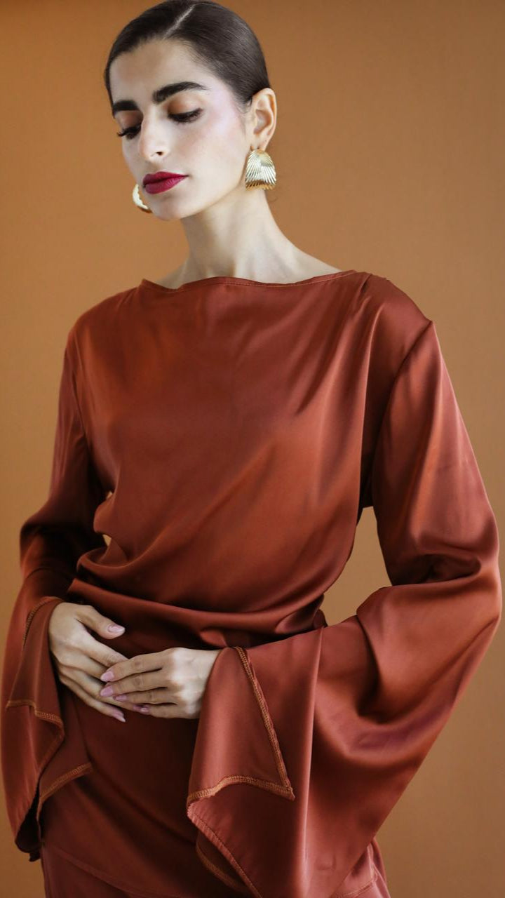 Galaxy Criss cross Brown Blouse