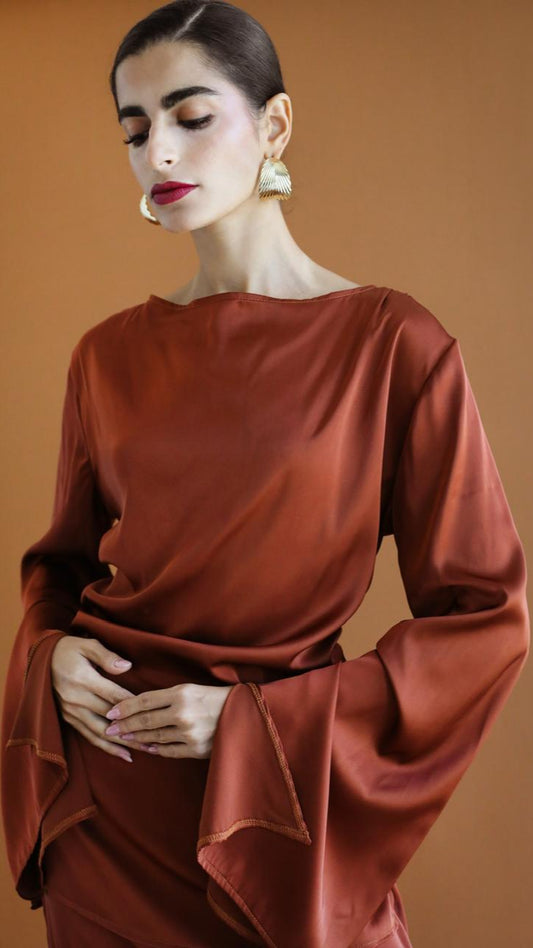 Galaxy Criss cross Brown Blouse