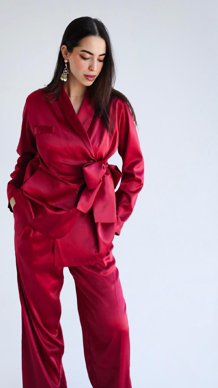 The Bow Suit Maroon