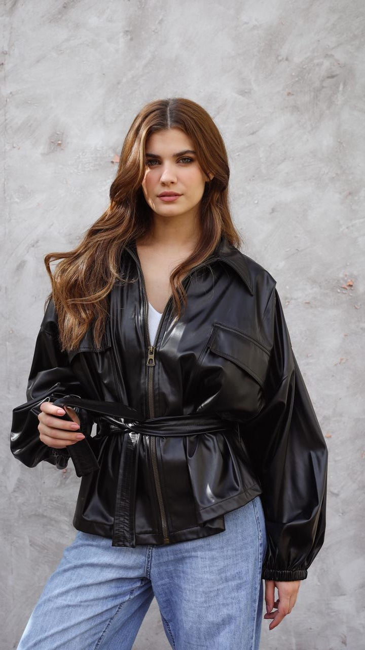 Fab Bomber leather Black Jacket