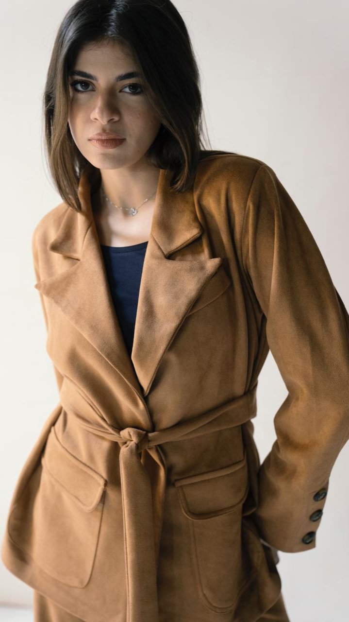 Suede Belted Blazer