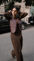 Leather Burgundy Vest Blazer