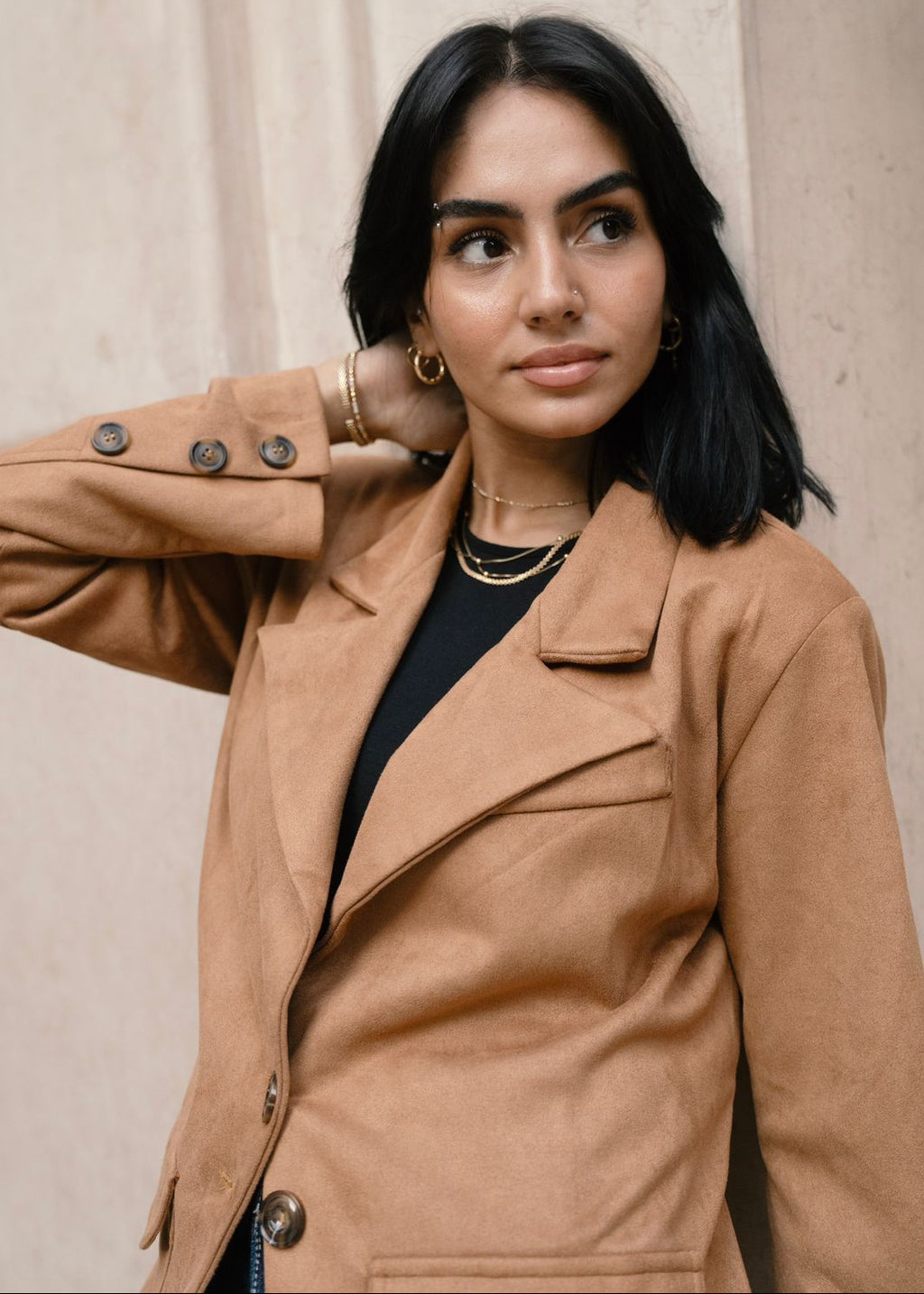 Suede Belted Blazer