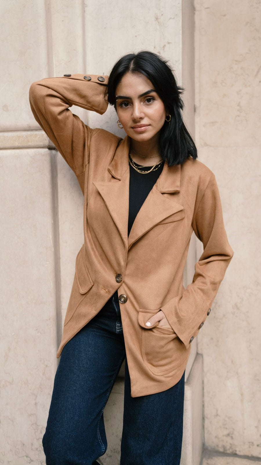 Suede Belted Blazer