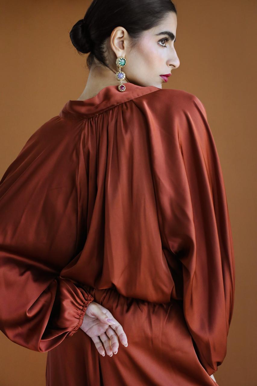 Galaxy Brown Drapes Blouse