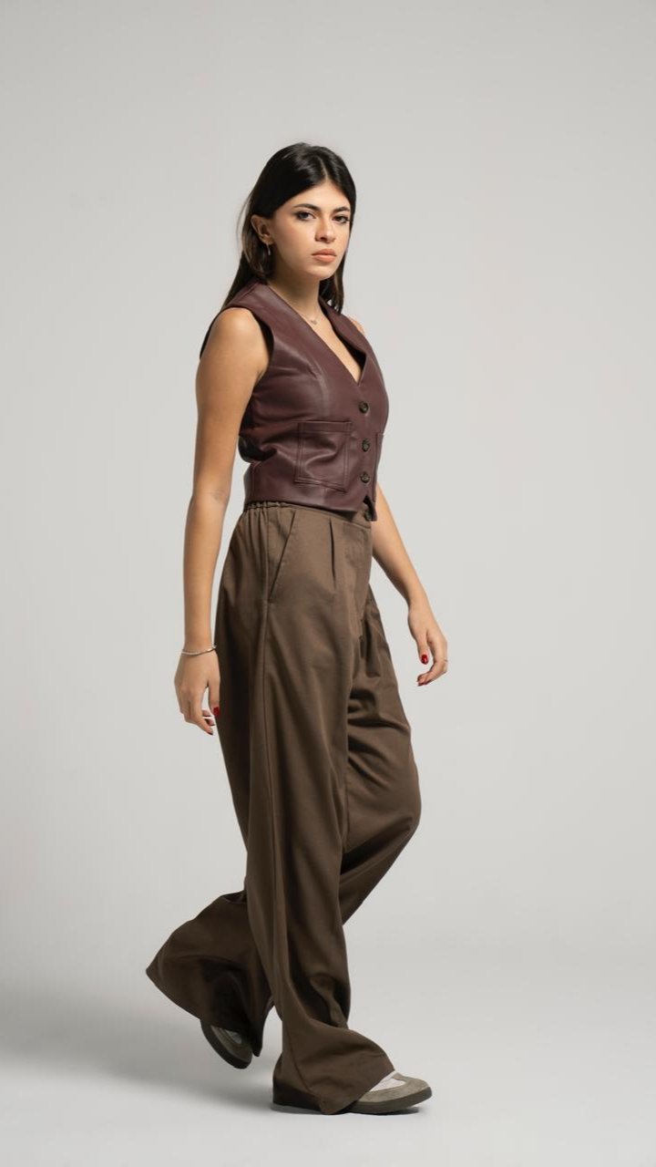 Leather Burgundy Vest Blazer