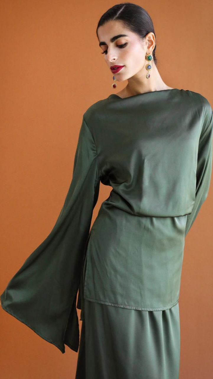 Galaxy Criss Cross Dark green Blouse