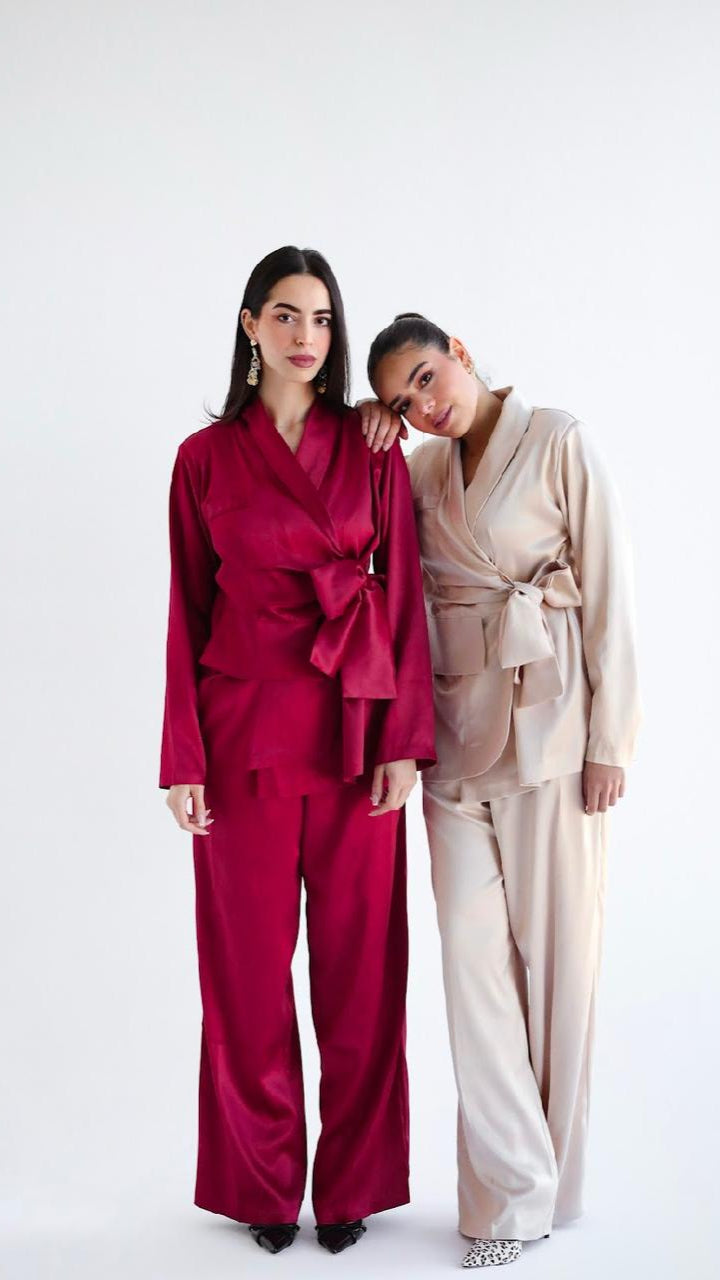 The Bow Suit Maroon
