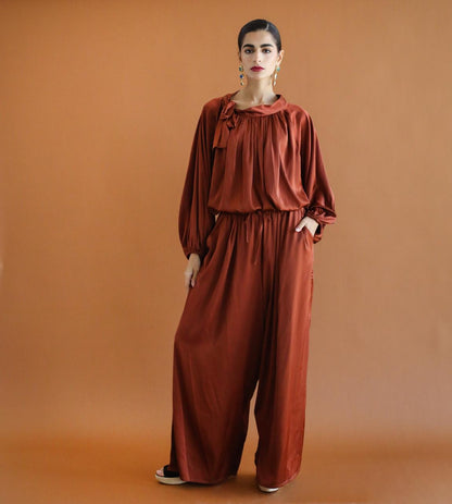 Galaxy Brown Drapes Blouse