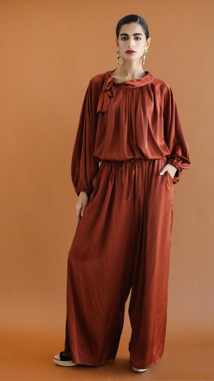 Satin Brown Palazzo Pants
