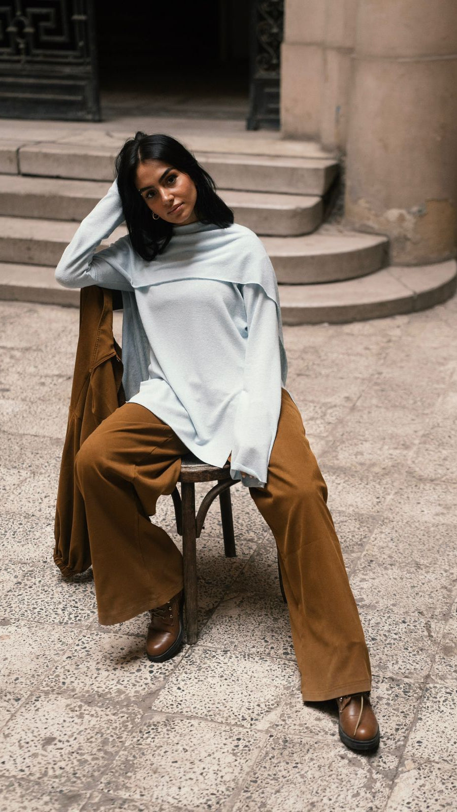 The Knit Duo Baby blue Top