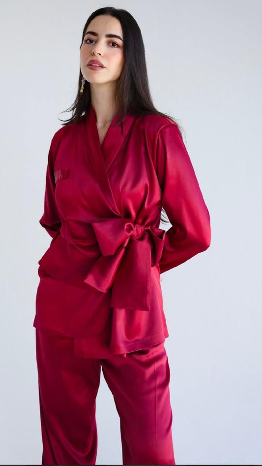 The Bow Suit Maroon