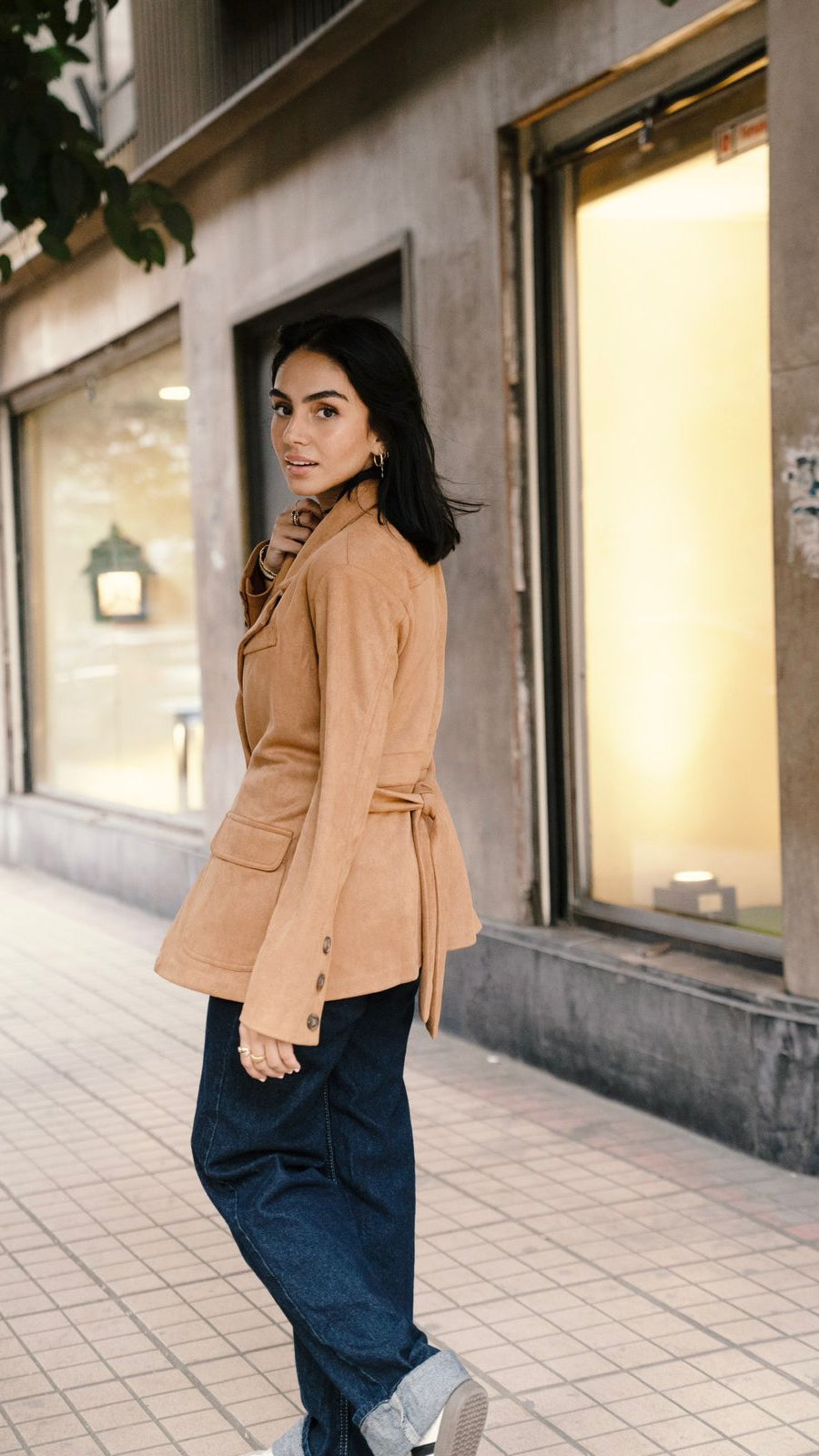 Suede Belted Blazer