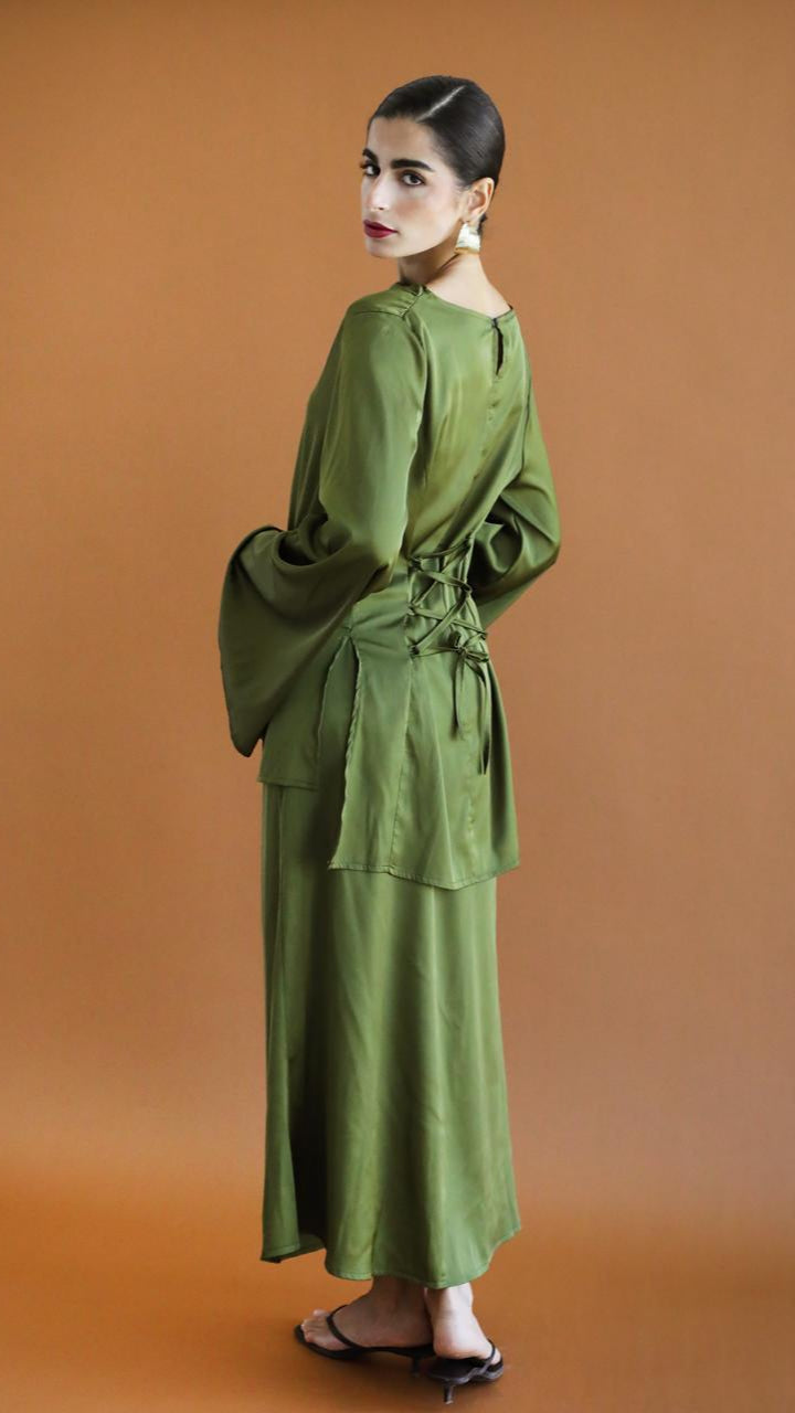 Galaxy Criss Cross Olive Green Blouse