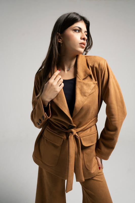 Suede Belted Blazer