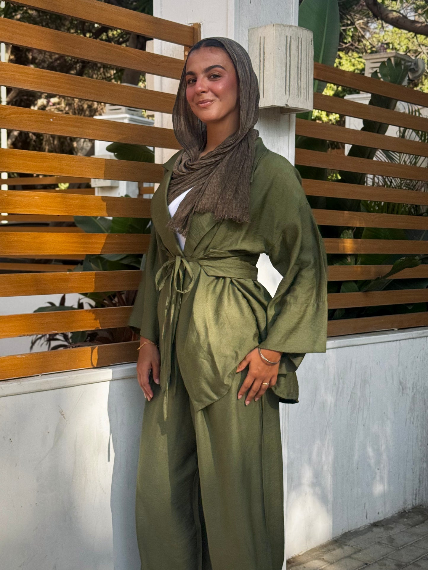 co-ord Linen Olive green  Set