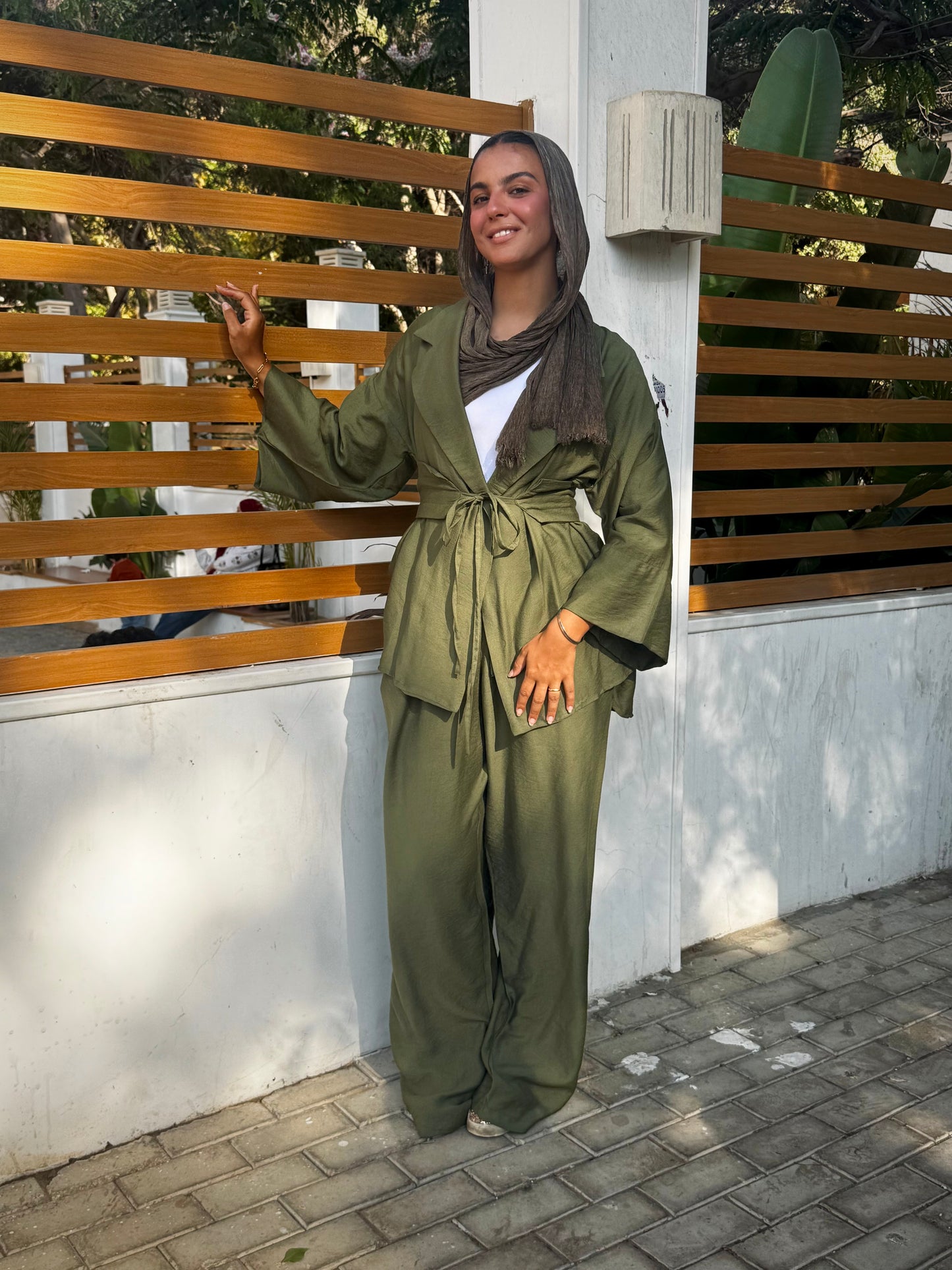 co-ord Linen Olive green  Set