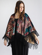 Geometric Blue Velvet Shawl