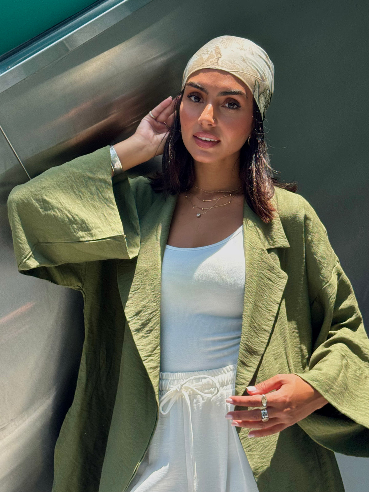 Olive Linen Cardigan