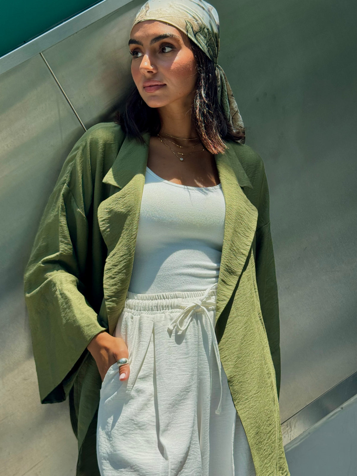 Olive Linen Cardigan